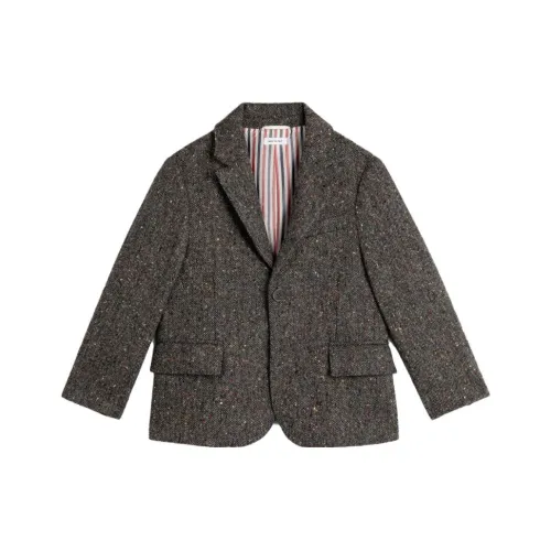 THOM BROWNE Серый Kids Шерстяное пальто