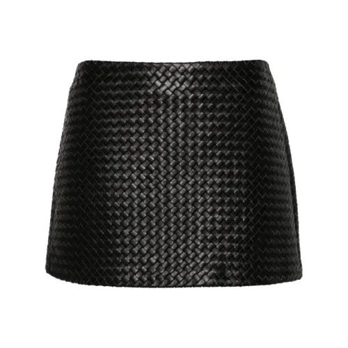 Manokhi SS24 Кожаные короткие юбки Женские Черный