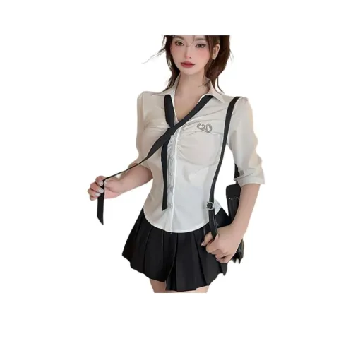 DGMZ Белая рубашка Галстук Черная юбка Одежда Комплекты Женская униформа