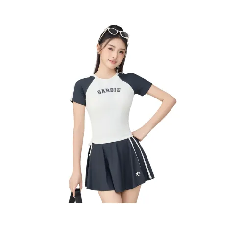 Барби Двухкомпонентный Купальник Женский Темно-Серый Экрю