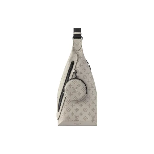 LOUIS VUITTON Duo Тисненая Телячья Кожа Слинг Сумка Мужская Серого цвета