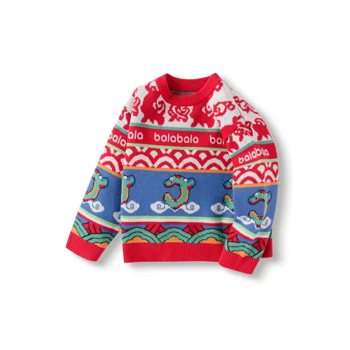 Balabala x ZHONGGUOGUOJIABOWUGUAN Трикотаж Красный Зеленый Тон Детский