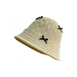 D-452 Бежевый Бант Соломенное плетение Ведро