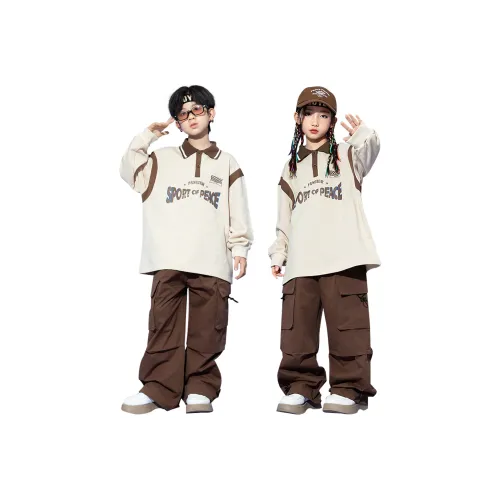 ULOVAZN 962 Бежевый с длинными рукавами + 952 Коричневые брюки для детей, повседневная спортивная одежда