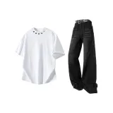 Белый топ+черные брюки
