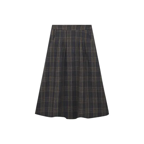 Ice Cream And Whale Повседневный Длинный Юбка Женские Черный Кофейный