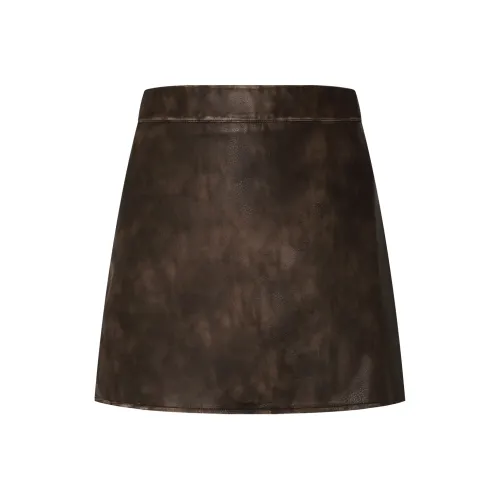 THE SEA LIFE Кожаные короткие юбки Женские Темная бабочка Коричневый