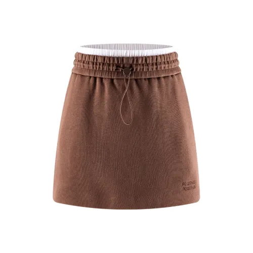 A21 Повседневные короткие юбки Женские Темный кофейный Красный