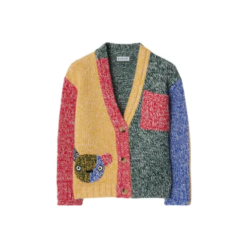 Burberry FW24 Многоцветный V-образный вырез Одинарный ремень Длинный рукав Многоцветный Детский