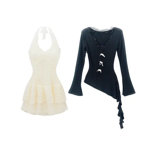 PLANE DRIFT Комплект с юбкой Женские Черный COVER UP Бретельная майка