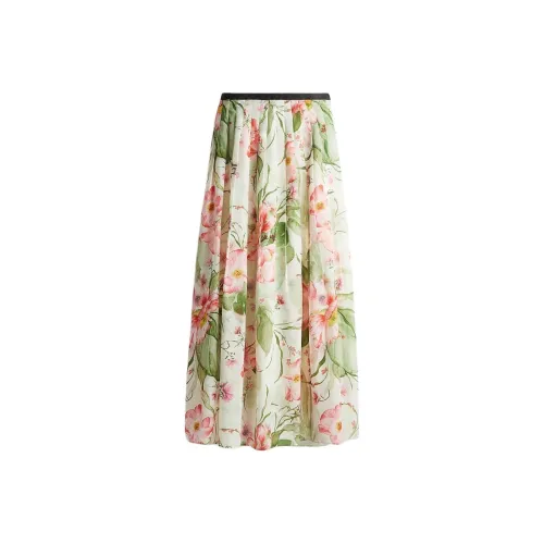 H&M Белый/Цветочный Женские Повседневные Длинные Юбки