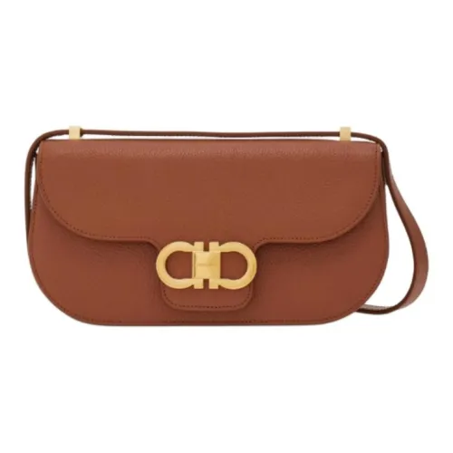 FERRAGAMO GANCINI Коровья кожа Сумка через плечо Мини Женская Коричнево-красная