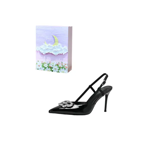 ROBINHOOD Фиолетовая луна Галактический Коробка Узкий каблук Высокие каблуки Женские Черный