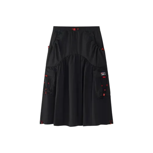 FILA FUSION X ROUND TWO Повседневный Длинный Юбка Женская Глубокий Черный