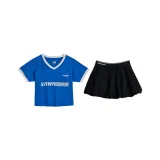 Комплект одежды (Синий топ + Черная юбка)