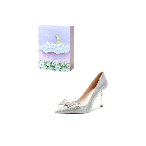 ROBINHOOD Фиолетовая луна Галактический Коробка Узкий каблук Высокие каблуки Женские Серебряный