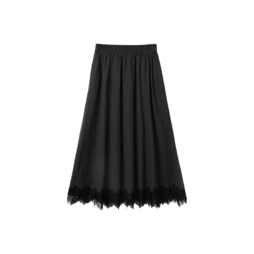 SETIROM Повседневный Длинный Юбка Женская Черная Серый