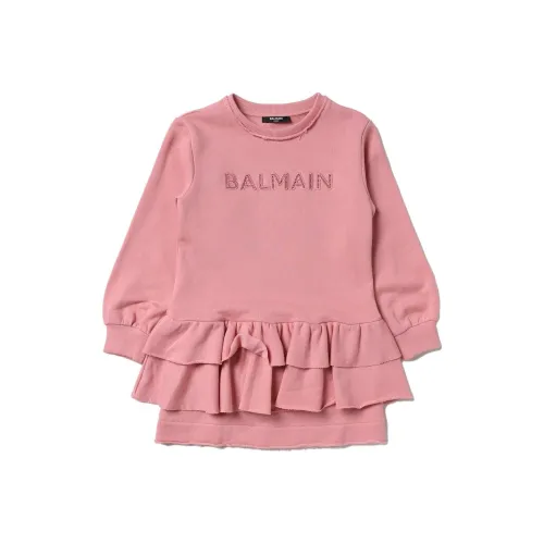 BALMAIN Длинное платье с длинными рукавами розовый детский