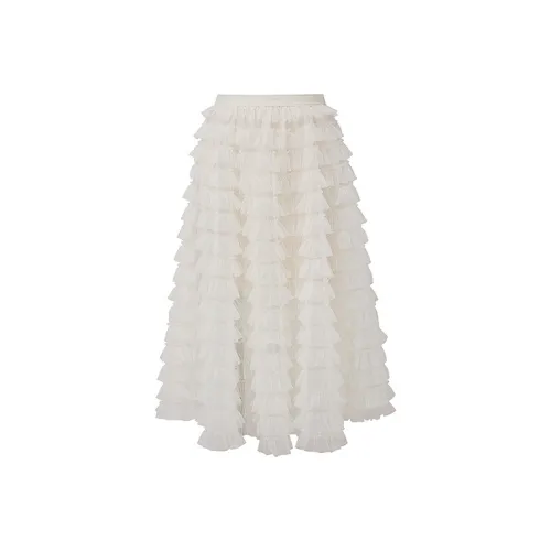 D'zzit Повседневный Длинный Юбка Женские Экрю