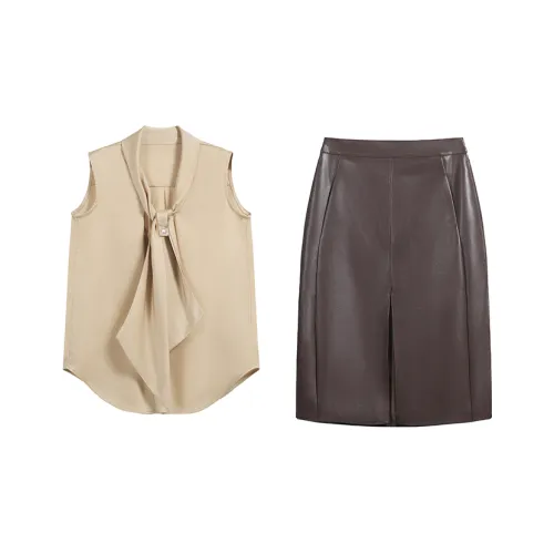 HeartyBite Комплект с юбкой Женские Хаки Кофе