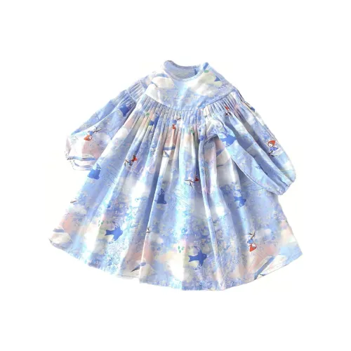 FrogPrince Детское платье с ярким узором синий для малышей