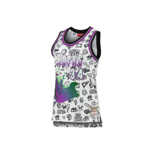 NBA x MITCHELL NESS Milwaukee Bucks Ray Allen Баскетбол Джерси 1996 Граффити Фанатская версия Женская Белая