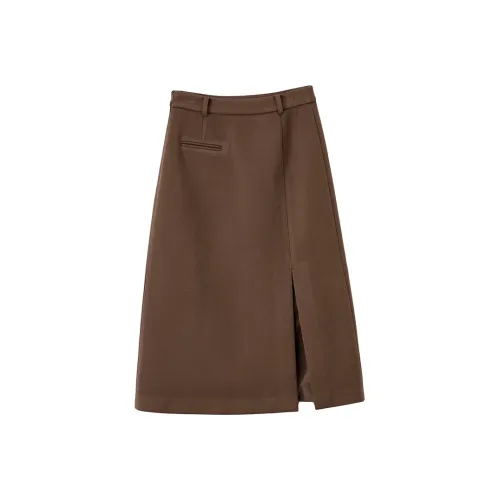 XIANGYING Повседневная длинная юбка женский кофейный