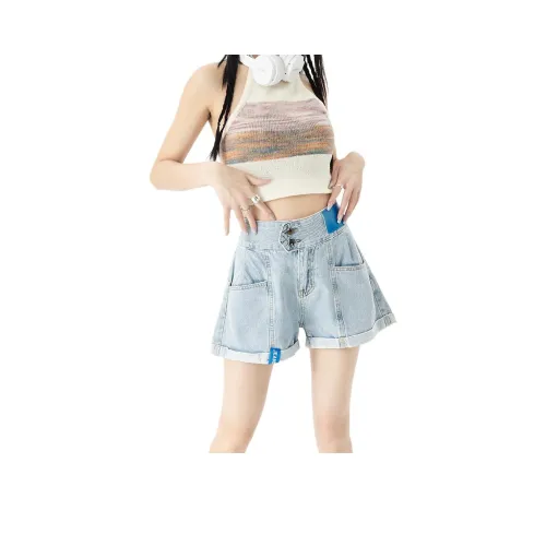 Казахстан Джинсовые шорты Женские Светло-синие