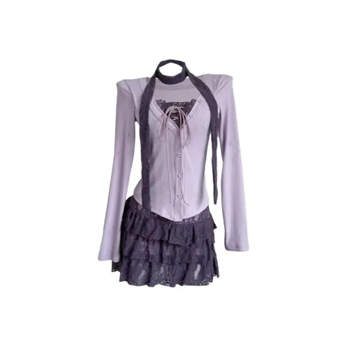 MO VOICE Комплект с юбкой Женские Фиолетовый