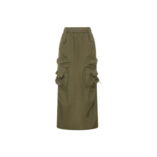 d'zzit Повседневный Длинный Юбка Женская Темно-зеленый