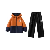 Оранжевое красное пальто + черные карго штаны [Весна Осень]