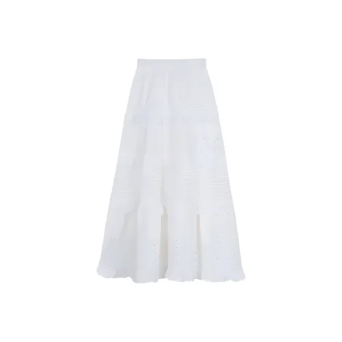 Wen Shan Повседневный Длинный Юбка Женская Белая