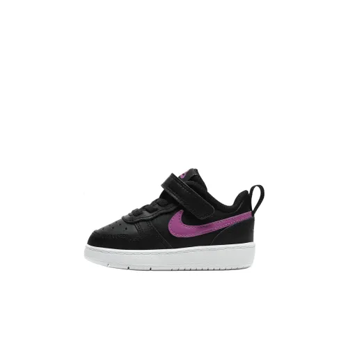 nike Court Borough 2 Slip Resistant Abrasion Resistant Низкий Топ Обувь для малышей Черный Розовый Infant и Toddler