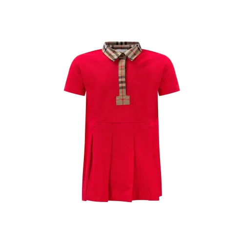 Burberry Малыш Платье Красный Infant и Toddler