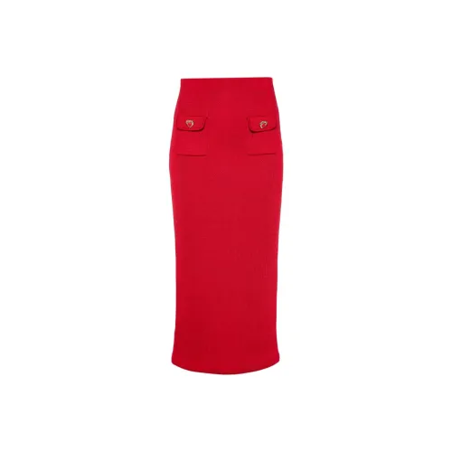 Self Portrait Casual Long Skirt Women's Red
