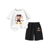 [Футболки с коротким рукавом / Шорты Комплект] Белый + Черный