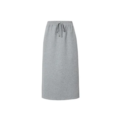 Hopeshow Повседневный Длинный Юбка Женская Дымчатый Серый