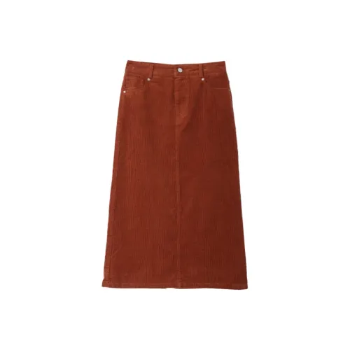 SETIROM Повседневный длинный юбка женский жареный оранжевый