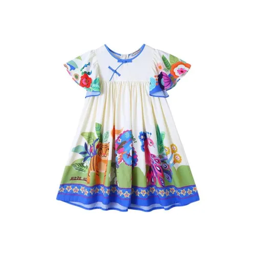 Pptown Детское платье желтый цвет цветочный дизайн детский