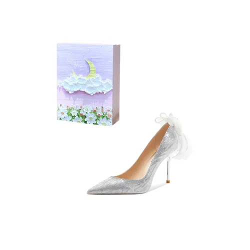 ROBINHOOD Фиолетовая луна Галактический Коробка Узкий каблук Высокие каблуки Женские Серебряный