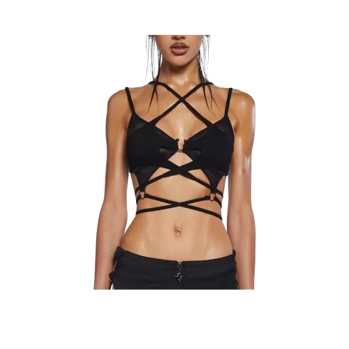 Dolls Kill DARKER WAVS Charged Criss Крест Бикини Топ Бикини Женские Черный Черный