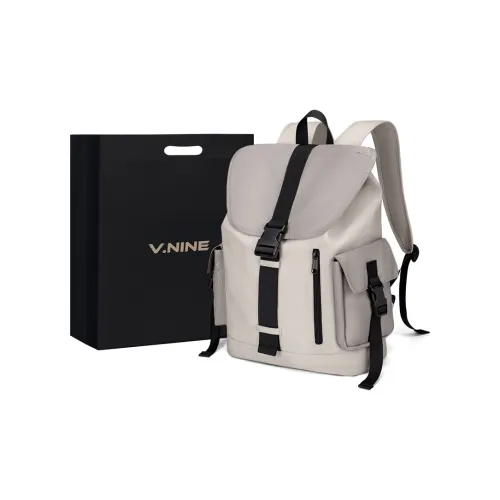 V.NINE Outdoor Fabric Backpack Large Unisex Gray Beige