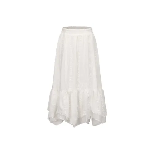 CHIWAWAMEME Повседневный Длинный Юбка Женская Белая Луна