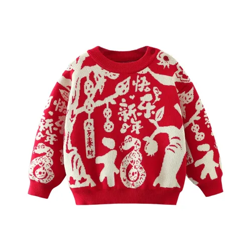CICIIBEAR Свитер Новогодний красный Children Возраст 3-7 лет