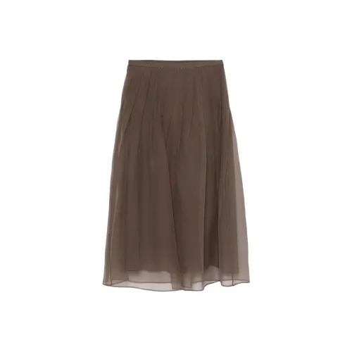 BRUNELLO CUCINELLI Повседневный Длинный Юбка Женская Оливково-Коричневый