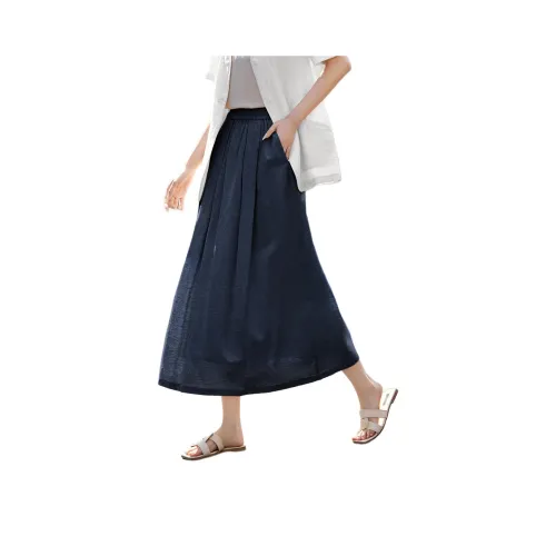 XWI Повседневный Длинный Юбка Женская Темно-синий