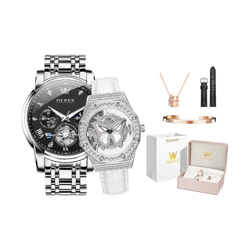 OLEVS Wisdom Series Кварцевые Механические Часы Унисекс Черный Циферблат