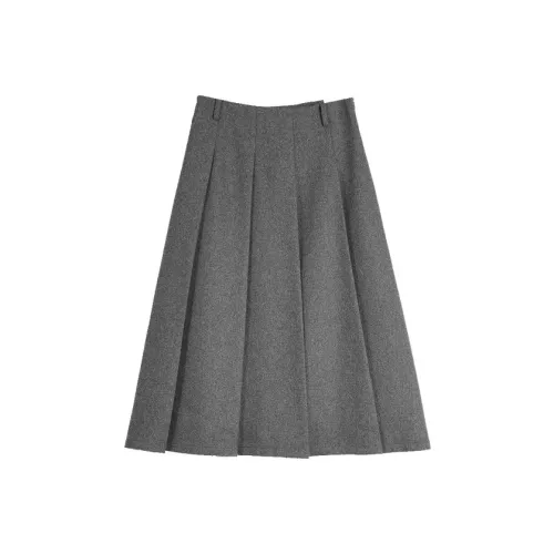 ELLE Повседневный Длинный Юбка Женская Темно-Серый