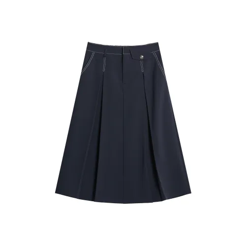 Mambe Повседневный Длинный Юбка Женские Темно-циановый