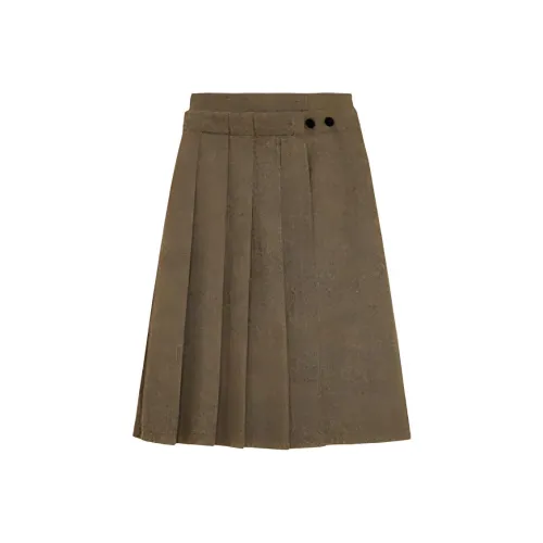 Omont Повседневный Длинный Юбка Женская Коричневая с Принтом